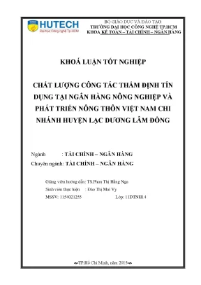 Chất lượng thẩm định tín dụng tại Ngân hàng Nông nghiệp