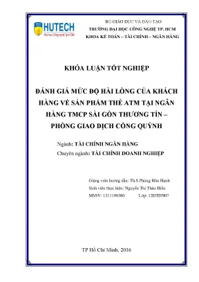 Đánh Giá Mức Độ Hài Lòng Khách Hàng Về Thẻ ATM Tại Sacombank