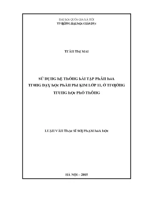Nghiên Cứu Hệ Thống Bài Tập Hóa Học Lớp 11 Tại Trường
