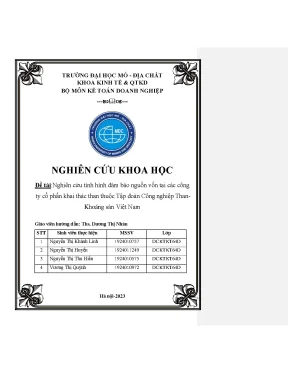 Nghiên Cứu Tình Hình Đảm Bảo Nguồn Vốn Tại Các Công Ty