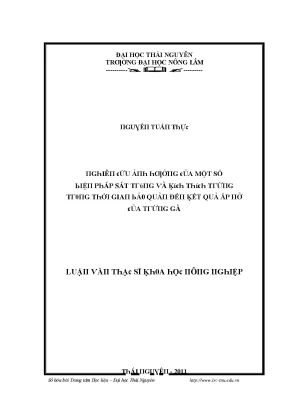 Nghiên cứu về ảnh hưởng của một số biện pháp sát trùng 