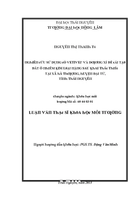 Nghiên Cứu Ô Nhiễm Môi Trường Tại Xã Hà Thượng, Huyện