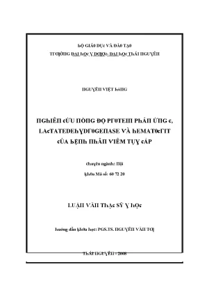 Nghiên cứu nồng độ protein phản ứng C và hematocrit