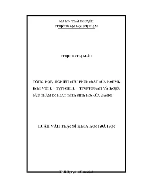 Nghiên cứu hoạt tính sinh học của L-Tyrosin và