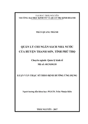 Luận văn quản lý chi ngân sách nhà nước huyện thanh sơn tỉnh phú thọ