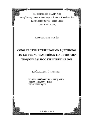 Phát Triển Nguồn Lực Thông Tin Tại Trung Tâm Thông Tin –