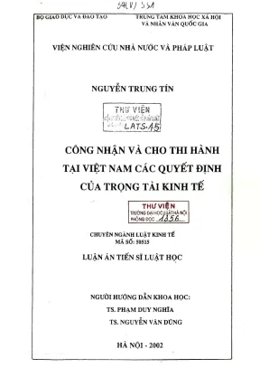 Công Nhận và Thi Hành Quyết Định Trọng Tài Kinh Tế tại