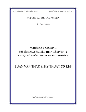 Nghiên Cứu Mô Hình Máy Nghiền Than Đá MNTĐ – 2 và Các