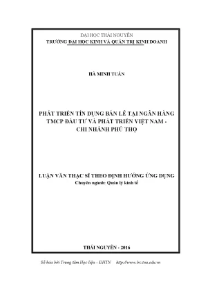 Phát Triển Tín Dụng Bán Lẻ Tại BIDV Phú Thọ: Nghiên Cứu