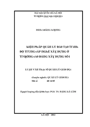 Quản lý đào tạo trình độ trung cấp nghề xây dựng tại