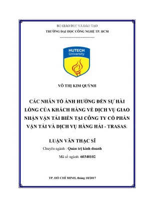 Nhân Tố Ảnh Hưởng Đến Sự Hài Lòng Của Khách Hàng Về Dịch