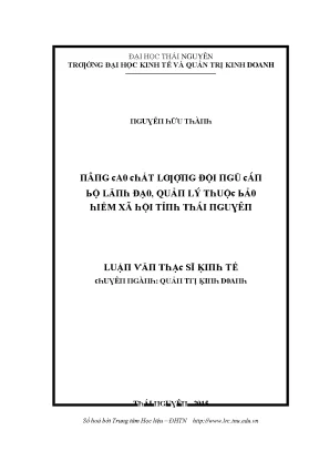 Nâng cao chất lượng đội ngũ lãnh đạo quản lý bảo hiểm xã 
