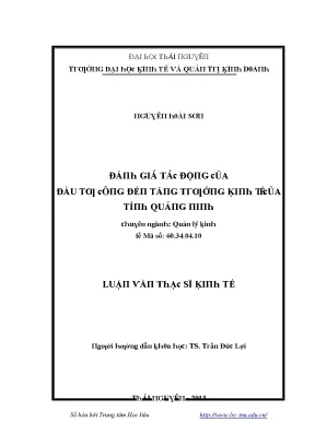 Tác động của đầu tư công đến tăng trưởng kinh tế tỉnh