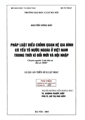 Nghiên Cứu Pháp Luật Điều Chỉnh Quan Hệ Gia Đình Có Yếu