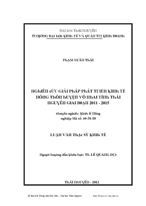 Phát Triển Kinh Tế Tỉnh Thái Nguyên Giai Đoạn 2011-2015