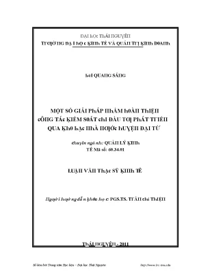 Kiểm Soát Hiệu Quả Đầu Tư Tại Đại Học Thái Nguyên