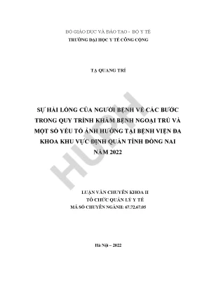 Nghiên Cứu Sự Hài Lòng Của Người Bệnh Về Quy Trình Khám 