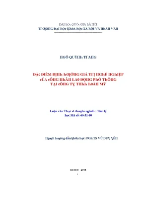 Định Hướng Giá Trị Nghề Nghiệp Của Công Nhân Lao Động