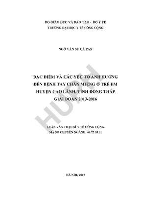 Nghiên Cứu Đặc Điểm Bệnh Tay Chân Miệng Ở Trẻ Em Tại