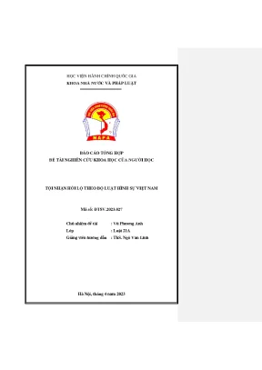 Nghiên Cứu Tội Nhận Hối Lộ Theo Bộ Luật Hình Sự Việt Nam