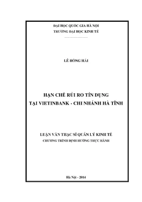 Giải Pháp Hạn Chế Rủi Ro Tín Dụng Tại VietinBank Chi