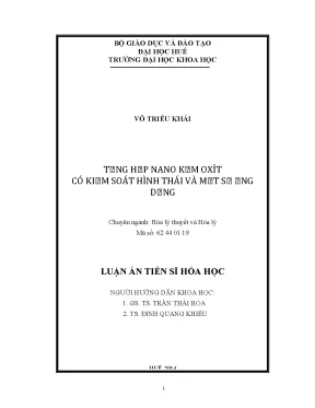 Nghiên Cứu Vật Liệu Nano ZnO và Ứng Dụng Trong Xúc Tác
