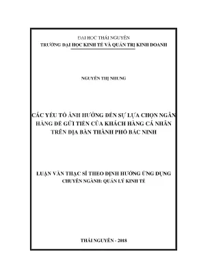 Yếu Tố Ảnh Hưởng Đến Lựa Chọn Ngân Hàng Gửi Tiền Tại Bắc