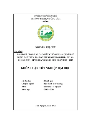 Đánh Giá Công Tác Cấp Giấy Chứng Nhận Quyền Sử Dụng Đất