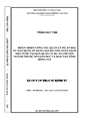 Hoàn thiện quản lý dự án đầu tư xây dựng tại Đồng Nai