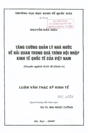 Tăng Cường Quản Lý Nhà Nước Về Hải Quan Trong Quá Trình