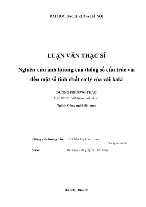 Nghiên Cứu Tác Động Cấu Trúc Vải Kaki Đến Tính Chất Cơ Lý