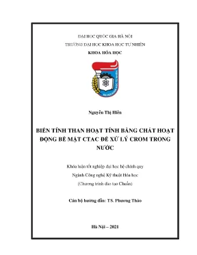 Biến Tính Than Hoạt Tính Bằng Chất Hoạt Động Bề Mặt CTAC