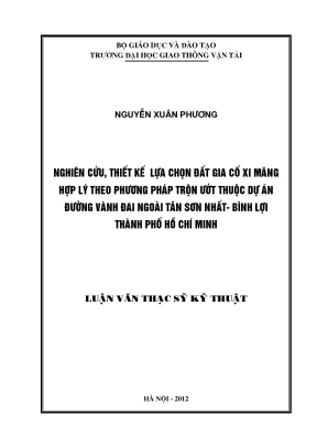 Nghiên Cứu Thiết Kế Lựa Chọn Tỷ Lệ Phối Trộn Đất Xi Măng