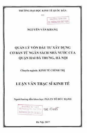 Quản Lý Vốn Đầu Tư Xây Dựng Từ Ngân Sách Nhà Nước Tại