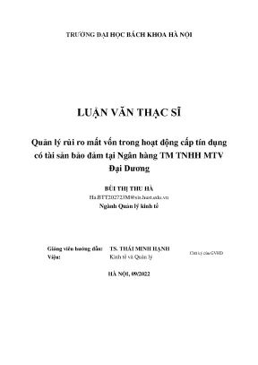Quản Lý Rủi Ro Mất Vốn Trong Hoạt Động Cấp Tín Dụng Tại