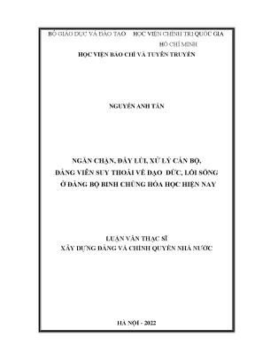 Ngăn Chặn, Đẩy Lùi Suy Thoái Đạo Đức, Lối Sống Cán Bộ,