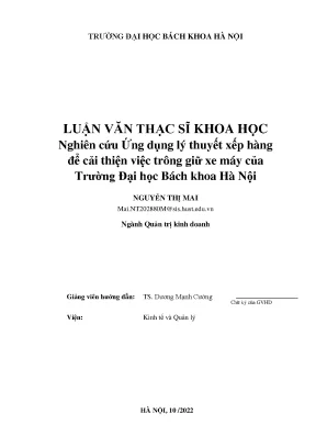 Nghiên cứu ứng dụng lý thuyết xếp hàng tại Trường Đại