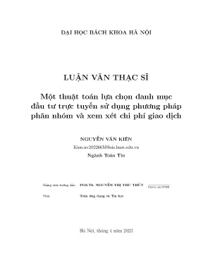 Thuật Toán Lựa Chọn Danh Mục Đầu Tư Trực Tuyến: Phân 