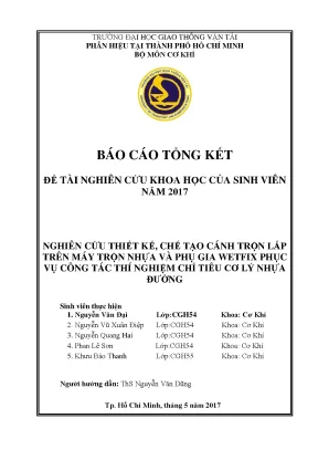 Nghiên Cứu Thiết Kế Cánh Trộn Máy Trộn Nhựa Đường và Phụ 