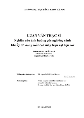Nghiên Cứu Ảnh Hưởng Góc Nghiêng Cánh Khuấy Đến Năng