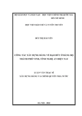 Công Tác Xây Dựng Đảng Về Đạo Đức Tại Thành Phố Vinh,