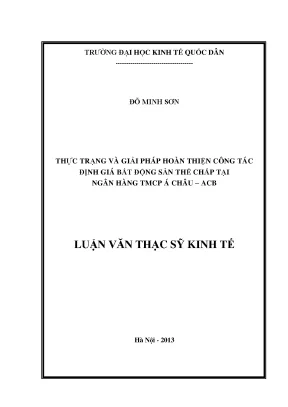 Giải Pháp Hoàn Thiện Định Giá Bất Động Sản Thế Chấp Tại 