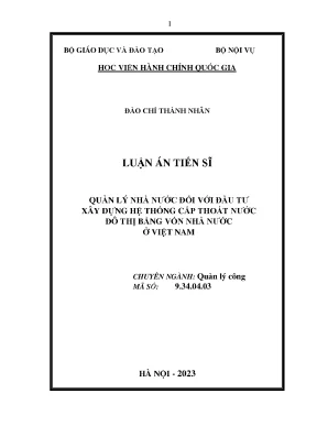Quản Lý Nhà Nước Đối Với Đầu Tư Xây Dựng Hệ Thống Cấp