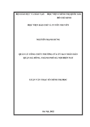 Quản Lý Công Chức Phường Tại Uỷ Ban Nhân Dân Quận Hà 