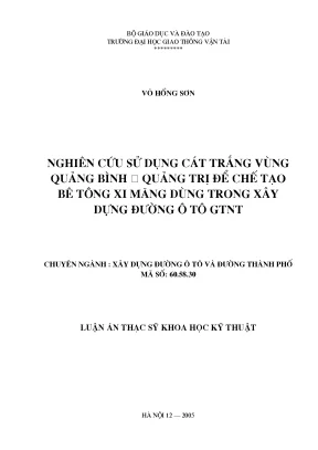 Nghiên cứu ứng dụng cát trắng Quảng Bình trong xây dựng