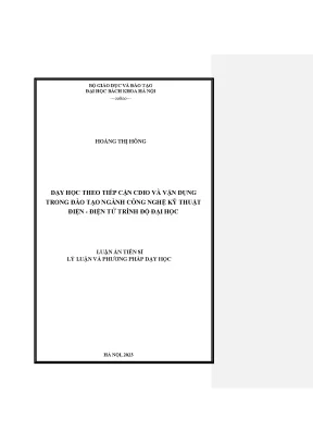 Dạy Học Theo Tiếp Cận CDIO Trong Đào Tạo Ngành Công Nghệ