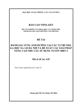 Đánh Giá Vùng Ảnh Hưởng Tại Các Vị Trí Nhà Ga Dọc Xa Lộ 