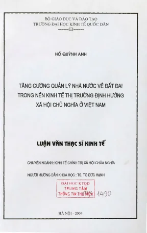 Tăng Cường Quản Lý Nhà Nước Về Đất Đai Trong Nền Kinh Tế 