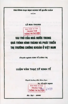 Vai Trò Của Nhà Nước Trong Phát Triển Thị Trường Chứng