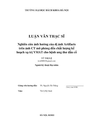 Nghiên cứu ảnh hưởng của dị ảnh trên ảnh CT đến chất 